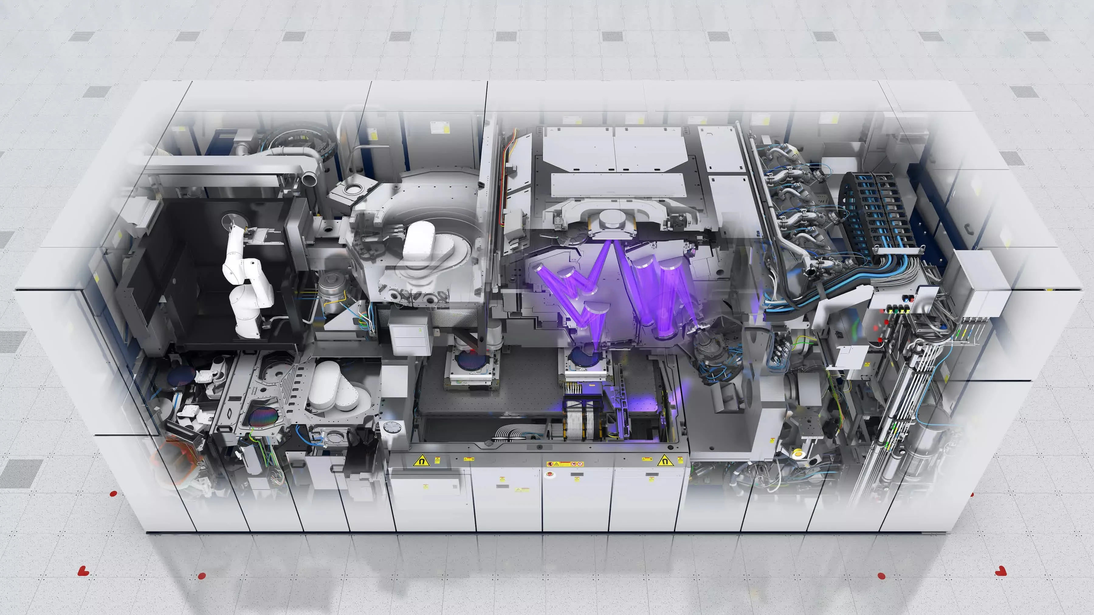 Ilustración de la máquina de ASML en funcionamiento